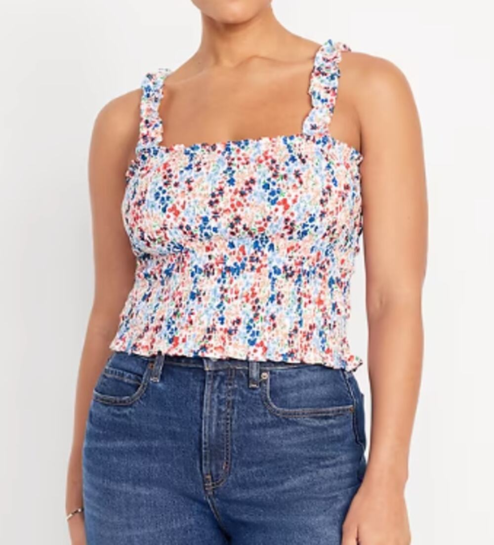 Old Navy Floral Fitted Smocked Peplum Tank Top NEW XL Womens Flowers Summer
